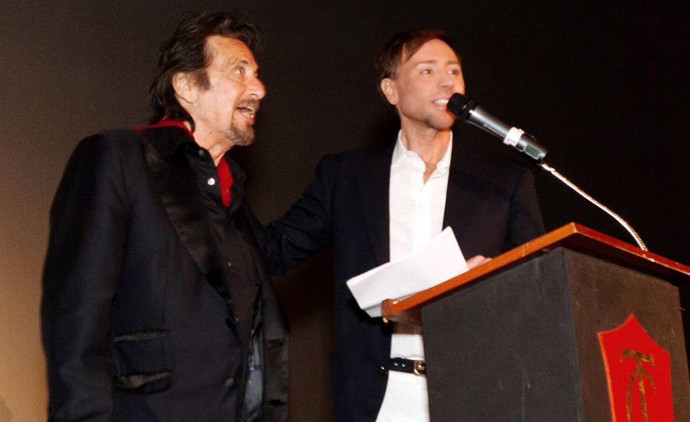 Actor Al Pacino and Host Mark Rhoades at Wilde Salomé Screening